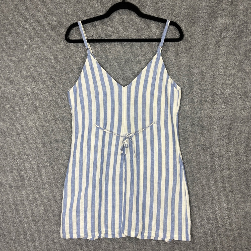 Reformation Mini Dress Womens M Excellent Striped Linen Button Front USA Made - Picture 2 of 8